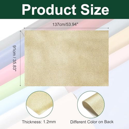 MECCANIXITY Faux Leather Fabric Sheets, 54x36 Inch Waterproof Solid Soft PU Synthetic Leather Sheet for Upholstery Replacement Renovate Furniture Bag Crafts DIY Sewings(Light Gold) - color: Light Gold
