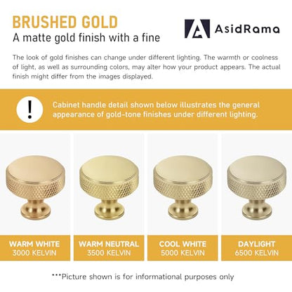 Asidrama 10 Pack Brushed Gold Knurled Cabinet Knobs Kitchen Cabinet Pulls Gold Hardware for Cupboard Dresser Drawer - color: Brushed Gold, style: 10 Pack