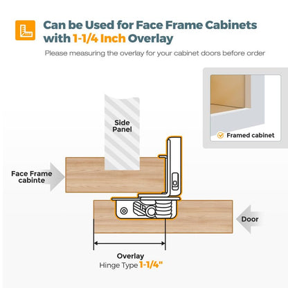 HOME EDIT 5 Pair 1-1/4 Inch Overlay Soft Close Cabinet Hinges Door Hinges - size: 1-1/4 inch Overlay