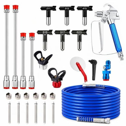 23 Pcs Airless Paint Sprayer Kit, 3600 PSI Spray Gun, 50FT Hose, 6 Tip Set