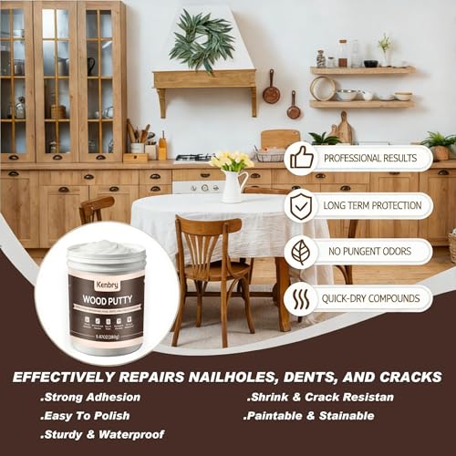 Kenbry Wood Filler Putty 9.87 OZ, White Wood Filler, Paintable & Sandable - color: 280g White Wood Putty