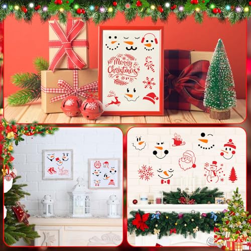 Augshy 56 Pack Christmas Snowman Face Stencils, Reusable 3 Inch - style: Snowman