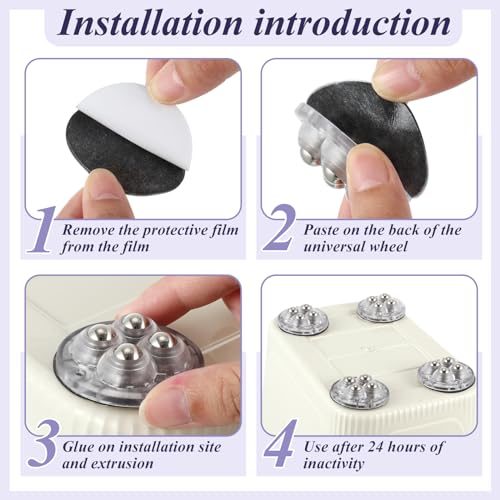 Honoson Self Adhesive Caster Wheels,Clear,4 Steel,16 Pcs - color: Clear, size: 4 Steel