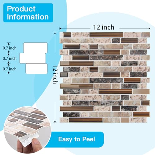Art3d Linear Design Tile Peel and Stick Backsplash, 10-Sheet, Sandstone - color: Sandstone, size: 12 x 12 Inch