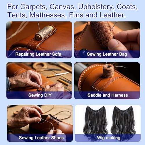 Extra Strong Repair Upholstery Sewing Thread Kit Including 5 Rolls Nylon Thread