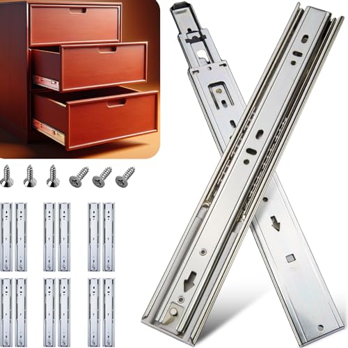 18 Inch Soft Close Drawer Slides – 6 Pairs, Heavy Duty Ball Bearing, Full Extension for Cabinets and Dressers, 100 LB Capacity - size: 18 Inch