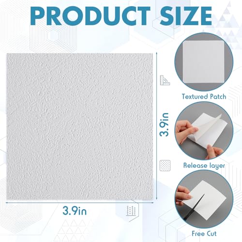 Pangda 20 Pack Self Adhesive Drywall Patch 3.9 x 3.9 Inch Pre Textured