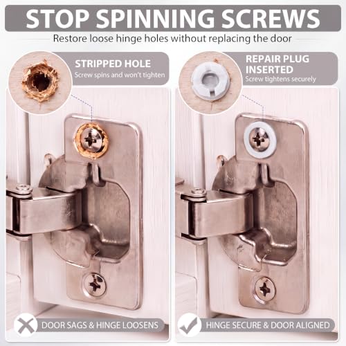 Bokon 30Pcs Stripped Screw Hole Repair Kit, #2-#16 White Wood Screw Anchors - color: White