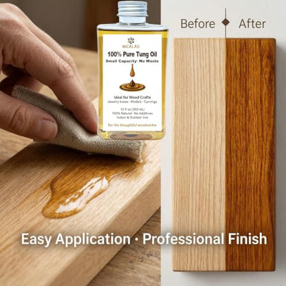Pure Tung Oil 12oz, Natural Wood Finish for Furniture & Floors - size: 12 Ounce