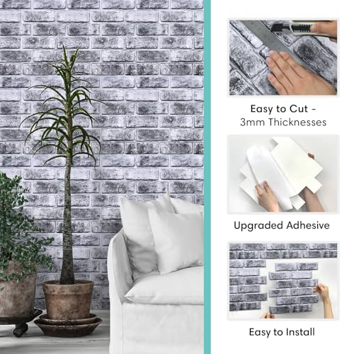 Commomy 3D Wall Panels Peel and Stick Faux Brick 10 Pcs 11.8" x 11.8" - color: Brick-WRC