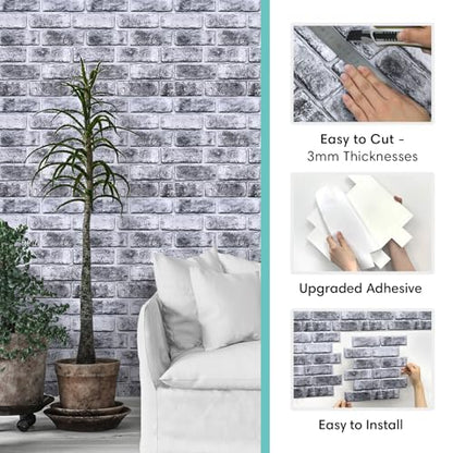 Commomy 3D Wall Panels Peel and Stick Faux Brick 10 Pcs 11.8" x 11.8" - color: Brick-WRC