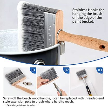Genixart Deck Stain Brush for Wood, Lime Wash Paint Brush, 5-inch