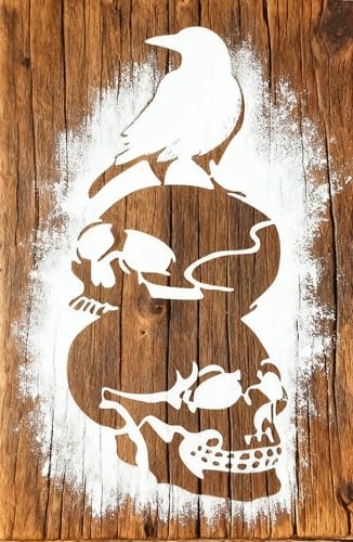 TIAMECH A4 Reusable Halloween Crow Skull Stencil for Painting - style: Crow Skull