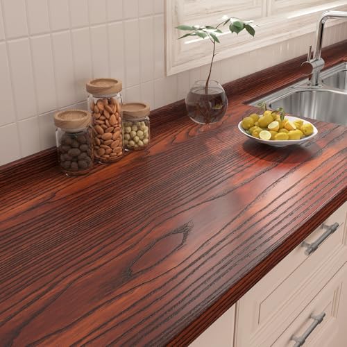 Yenhome 30"x10ft Wide Dark Walnut Vinyl Wrap Peel and Stick Wood Grain Countertop Contact Paper Waterproof Removable Self Adhesive Wallpaper for Kitchen Island Whole Wall Cabinet Apartment Renovation - color: Walnut, size: 30" x 118"