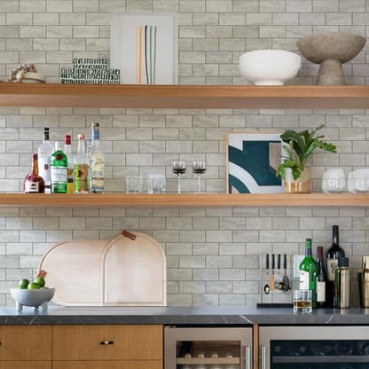 STICKGOO 10-Sheet Peel and Stick Backsplash on Subway Tile, Beige - color: Beige Mixed Light Grey