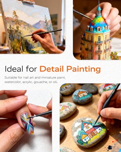 JusArt 10 Pcs Fine Paint Brushes for Detail, Set with Case Holder