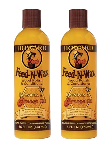 Howard Products FW0016 Wood Polish & Conditioner, 16 oz, orange, 16 Fl Oz (2)