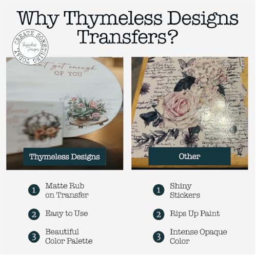Rub on Transfers for Crafts and Furniture | 3 Design Sheets 6”x 12” | Home Decor Transfers | Furniture and Craft Decals | by Thymeless Designs (Succulent Garden) - style: Succulent Garden