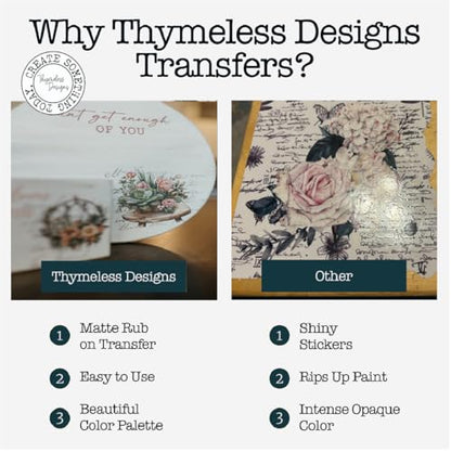 Rub on Transfers for Crafts and Furniture | 3 Design Sheets 6”x 12” | Home Decor Transfers | Furniture and Craft Decals | by Thymeless Designs (Succulent Garden) - style: Succulent Garden