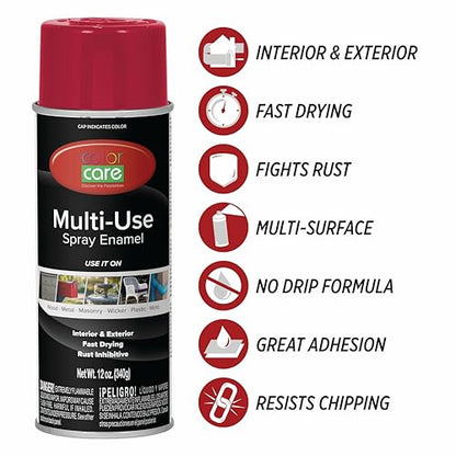Spray Paint, 12 oz, 4-Pack (Gloss Ruby Red) – All-Purpose, Indoor & Outdoor, Rust Resistant, for Wood, Metal, Plastic & Masonry - color: Ruby Red