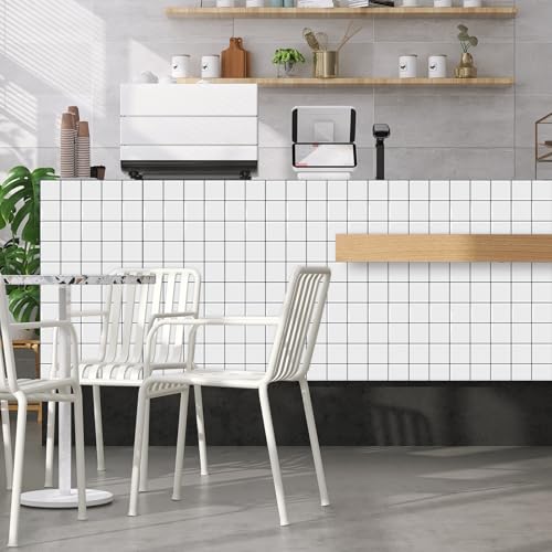 DEWOO Peel and Stick Backsplash Self Adhesive Wall Tiles White,10-Sheet - color: White