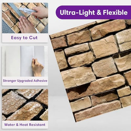 3D Faux Stone Wall Panels Peel and Stick, Designed for Quick DIY - color: Stone-SM-D