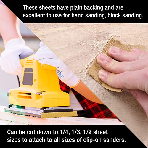 Dura-Gold Premium 9" x 11" Gold Sandpaper Sheets, 180 Grit (Box of 10) - size: 180-Grit