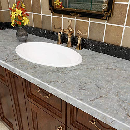 Livelynine 36 Inch Wide Marble Contact Paper for Countertops Waterproof Glossy Light Green Marble Wallpaper Peel and Stick Countertop Kitchen Counter Top Covers Laminate Counter Top Vinyl Wrap Table - color: Tuoquise Marble, size: 36" x 197"