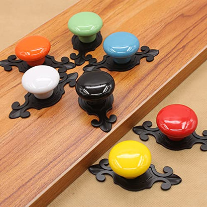 HUAMULAN Crystal Clear Cabinet Pull Knobs Black Zinc Alloy Backplate 10Pack - color: HRJ532-BlackWhite-10PACK