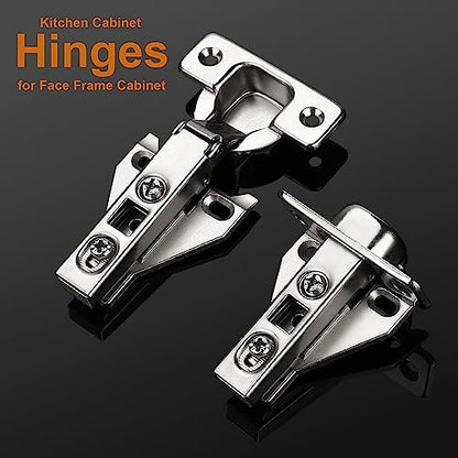 Probrico 1 Pair（2 Pack） Kitchen Cabinet Hinges for Face Frame Cabinet, Concealed Cabinet Hinges Brushed Nickel with Mounting Screws - size: 1 Pair