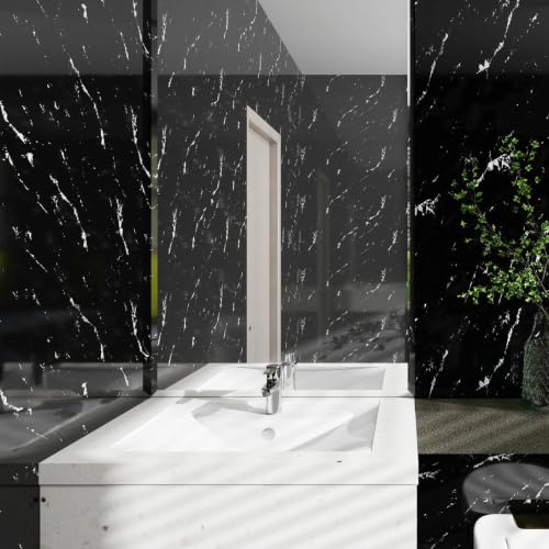 Glossy Black Marble Contact Paper for Countertops Peel and Stick Wallpaper - color: Black, size: 15.7" x 78.7"