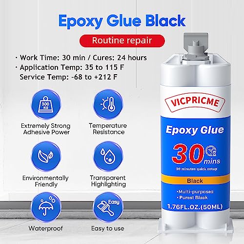 vicpricme Black Epoxy Glue for Plastic Metal Golf Club, Waterproof, 3PK - size: Black 3pcs