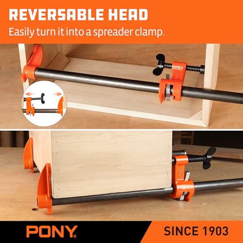 PONY The Original 2 Pack 3/4″ Deep-Reach Pipe Clamp for Woodworking