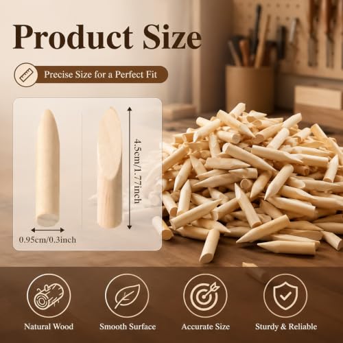 Myspace 300 Pcs Solid Wood Pocket Hole Plugs, 3/8 Inch Pine Wood Plugs