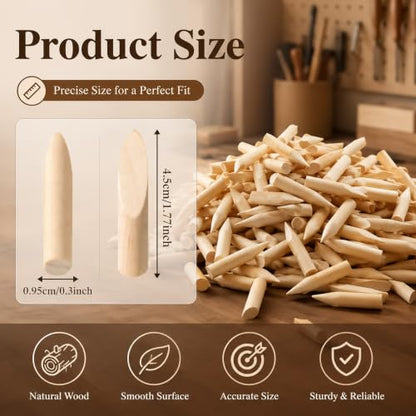 Myspace 300 Pcs Solid Wood Pocket Hole Plugs, 3/8 Inch Pine Wood Plugs
