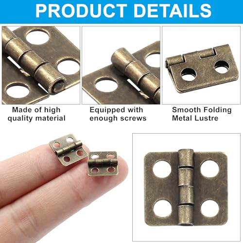 Mini Hinges 13x12mm Antique Bronze 24Pcs DIY Projects - color: Antique Bronze, size: 0.47"x0.5",24Pcs