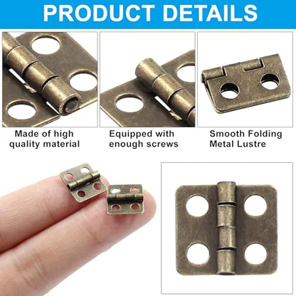 Mini Hinges 13x12mm Antique Bronze 24Pcs DIY Projects - color: Antique Bronze, size: 0.47"x0.5",24Pcs