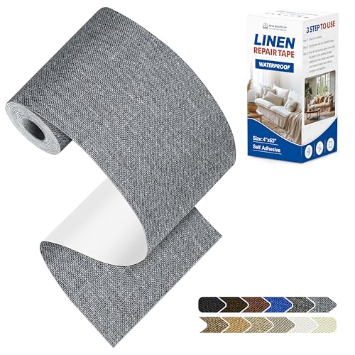 KING MOUNTAIN Linen Repair Patches, Self-Adhesive Fabric Patches, 4 X 63 inch Extra Size, Multi Color, Can be Used for Sofa Repair (Charcoal Grey1.0) - color: Charcoal Grey1.0, size: 4" Wx 63"L