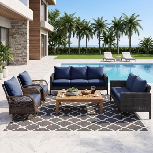 ZCUBED Luxury 6.2" Thick Outdoor Chair Cushions 2 Set - 22 x24 Inch 30D Sponge Filling Fade-Resistant Chair Cushion, Water Resistant & Removable Cover Patio Furniture Replacement Cushion,Blue - color: Blue, size: 22"x24" Extra Thick
