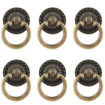 6Pcs Vintage Bronze Drop Ring Knobs