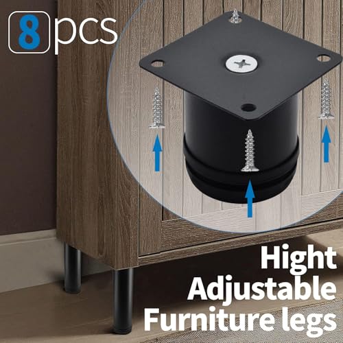 Stainless Steel Adjustable Furniture Legs 2.5 Inch - Black - 8pcs - color: Black, size: 2.5"