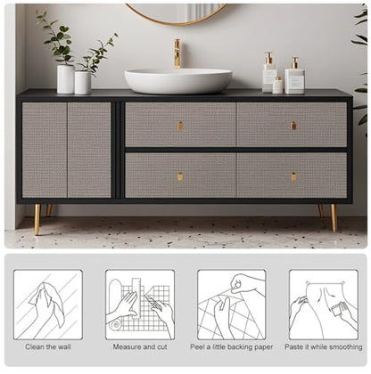 Brown Textured Peel and Stick Grasscloth Wallpaper Faux Linen Woven Contact Paper 15.7"x472" Faux Fabric Wallpaper Waterproof Self Adhesive Removable Vinyl Wall Paper for Wall Cabinets Furniture - color: Brown, size: 15.7" x 472"