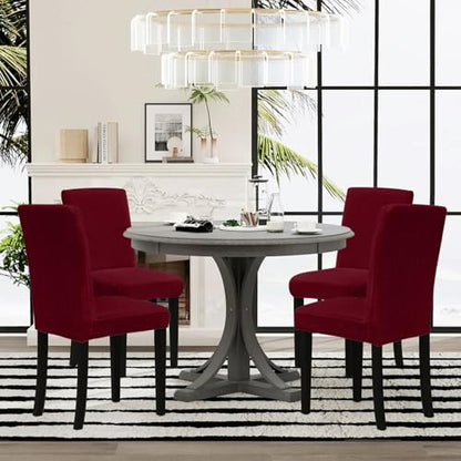 Sufdari Dining Room Chair Covers Set of 4, Burgundy Non-Slip Spandex Stretch Dining Chair Slipcovers for Dining Room, Hotel (Large) - color: .Burgundy, size: L-4 PC