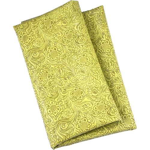 HGUAN Embossed Faux Leather Fabric 1 Yard Cut 36"x53" Embossed Vinyl Suitable for Upholstery Furniture Seat, Handmade DIY Projects (Greenish Yellow) - color: Greenish Yellow