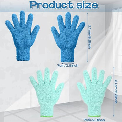 Potchen 6 Pcs Microfiber Dusting Mitt Glove for Plant - color: Light Blue