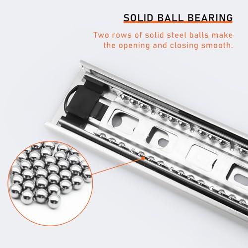 Probrico 1 Pair 20 Inch Rear/Side Mount Drawer Slides with Rear Mounting Brackets, Heavy Duty Ball Bearing Soft Close Drawer Glides, 3 Folds Full Extension Dresser Drawer Runners - size: 20 Inch
