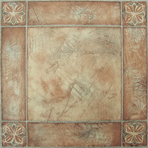 Nexus Self Adhesive 12-Inch Vinyl Floor Tiles, 20 Tiles, 12 x 12 in - color: Spanish Rose, style: Marble look