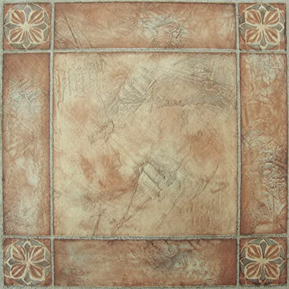 Nexus Self Adhesive 12-Inch Vinyl Floor Tiles, 20 Tiles, 12 x 12 in - color: Spanish Rose, style: Marble look