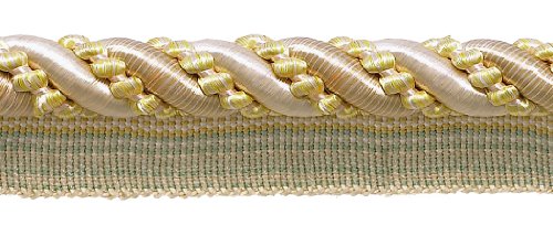 DÉCOPRO 7/16" (1cm) Large Shiny Decorative Twisted Rope Cord with Lip | Cord Trim # 0716I2, Sunray Gold #4874 (Yellow Gold, Orange Gold, Light Gold) 5 Yard Value Pack (15 ft/4.5m) - color: Sunray Gold #4874 (Yellow Gold, Orange Gold, Light Gold), size: 5
