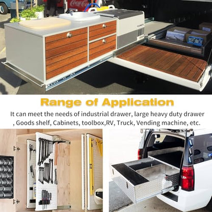YENUO Heavy Duty Drawer Slides Full Extension Ball Bearing 12–60 Inch 500LB - size: 14 Inch, style: Load:500 lb (No lock) -W:76mm
